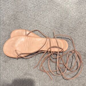 TKEES Tan Sandals with Wraparound Laces